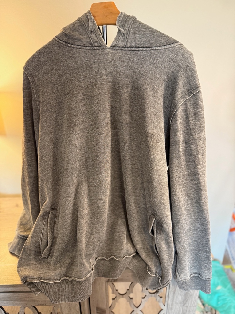 Gray Hooded Pullover Sweatshirt
